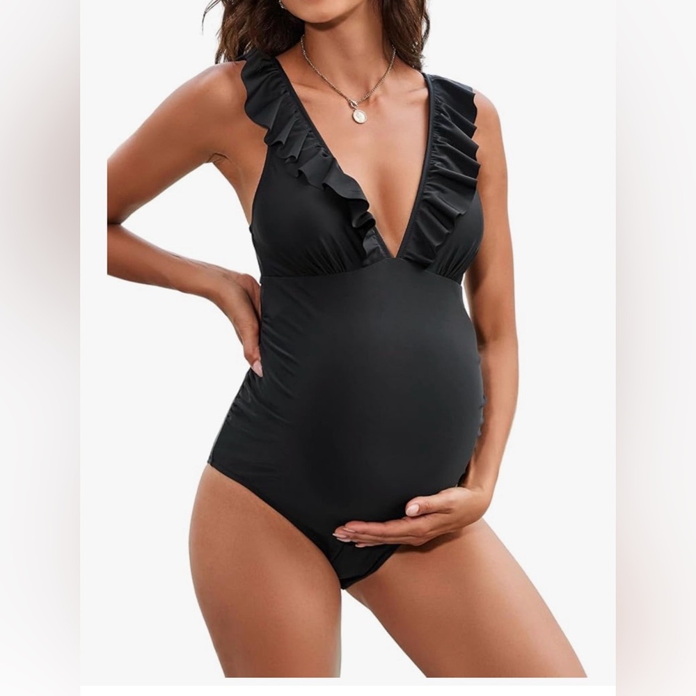 Cupshe Maternity One-Piece Swimsuit - Black